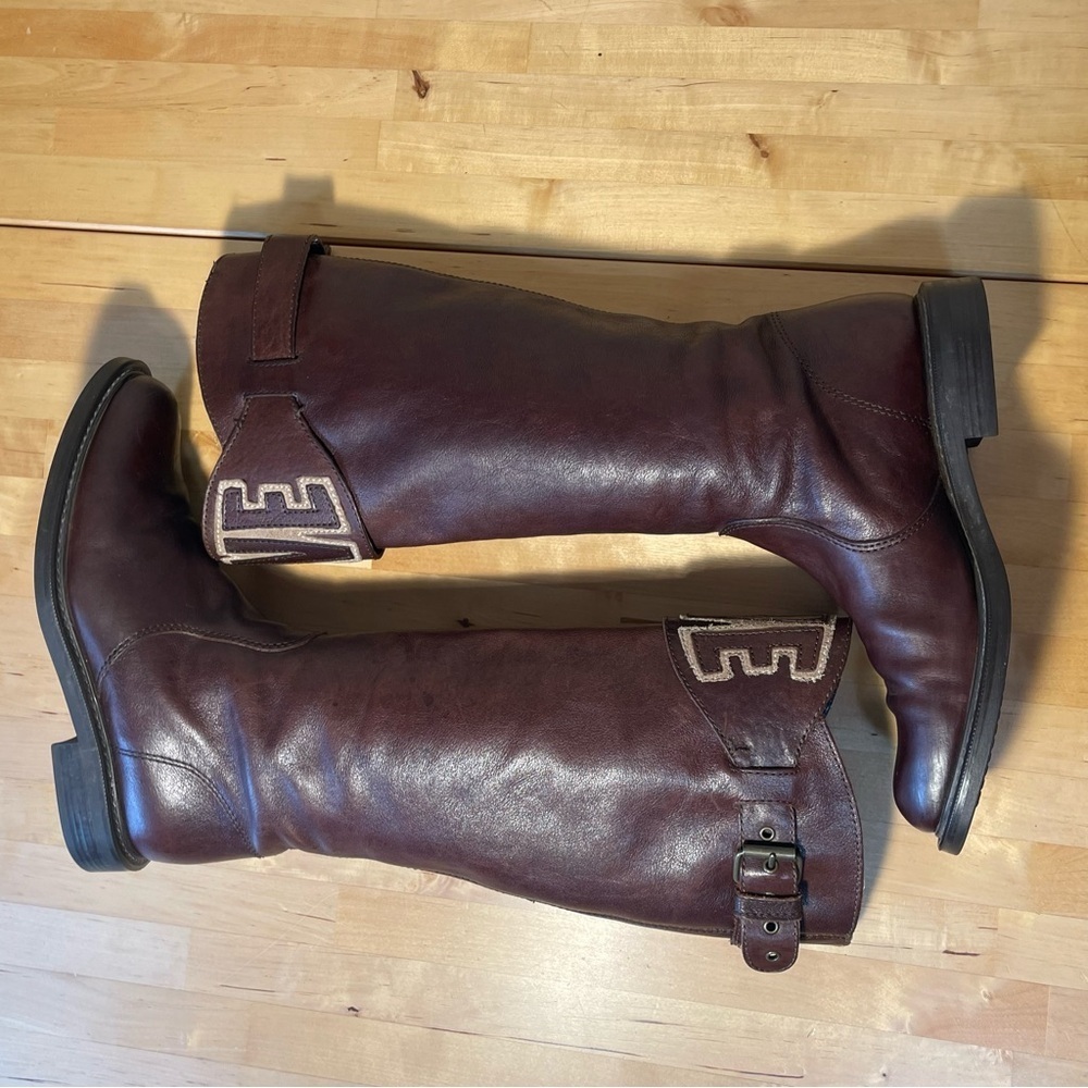 Love Moschino Love brown leather high boots - Picture 6 of 15